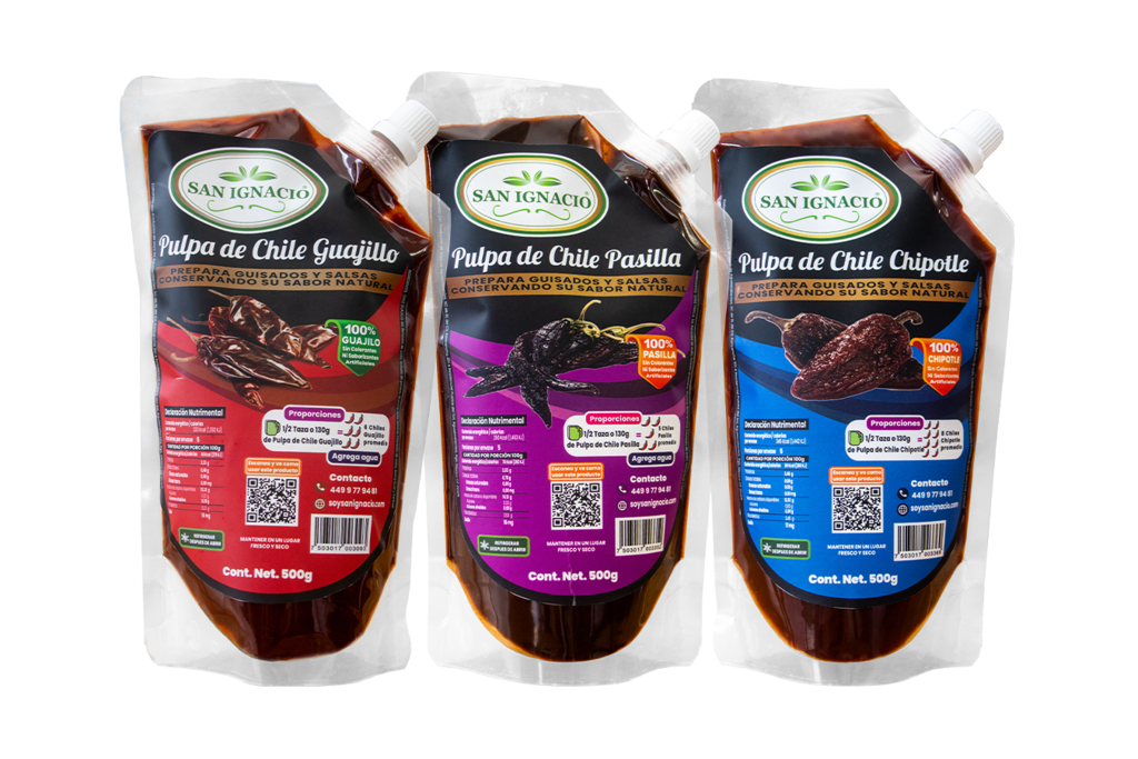 Pulpa Chile Guajillo, Pasilla y Chipotle