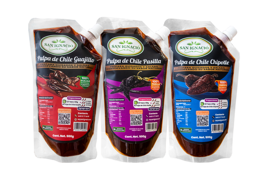 Pulpa Chile Guajillo, Pasilla y Chipotle